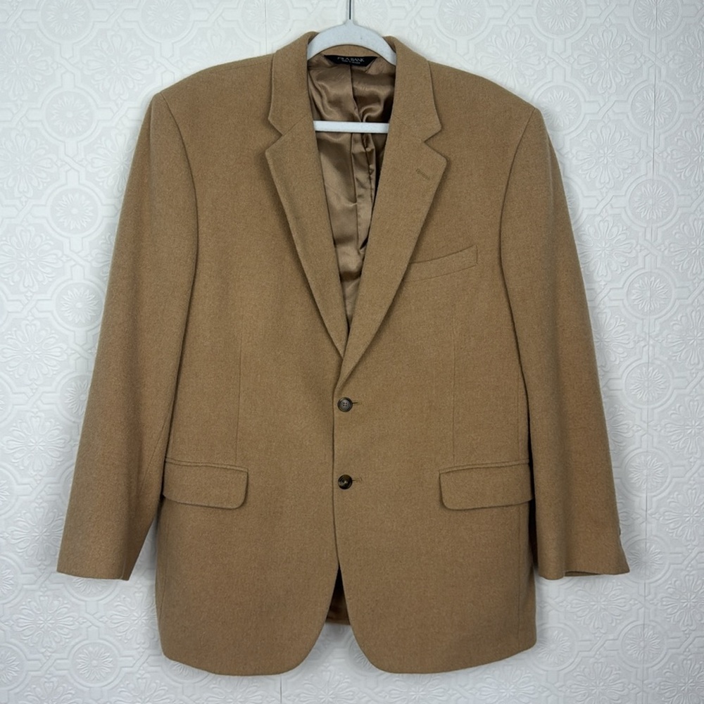 Jos A Bank 100% Camel Hair Blazer Suit Jacket Tan Brown Size 41 Regular Office